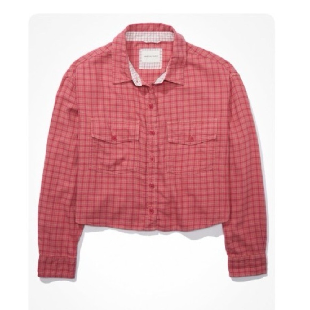 American Eagle Outfitters Cropped Flannel Shirt